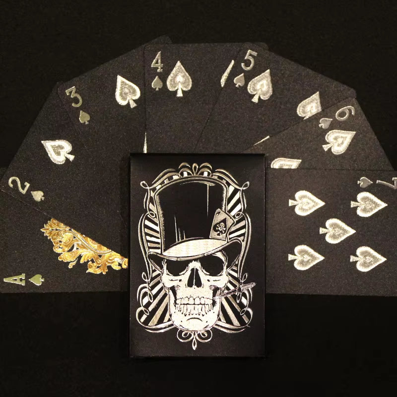 Skull Playing Cards Waterproof Magic Poker Suit Gold Silver Durable Card Set Classic Party Game for Family Gift Collection