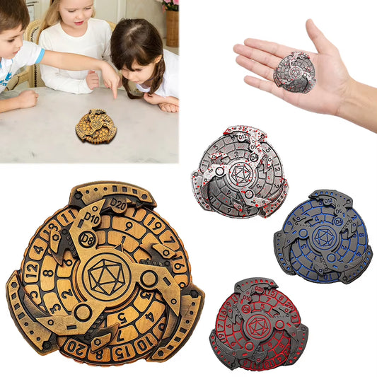 7 in 1 Fingertip Gyro Style Dnd Metal Dice Metal Dnd Dice with D&D Dice Box DND Roulette Dice Spinner for Role-Play Games Player