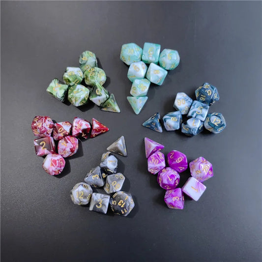 7PCS 1 Set of Dual Color Style DND Dice Brand New Acrylic Set D4 D6 D8 D10 D12 D20 Multi Sided Dice TRPG Dungeon Board Games