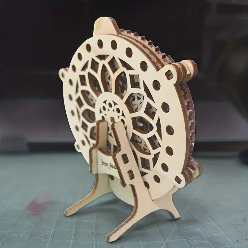 3D Wooden Puzzle Perpetual Calendar Mechanical Gears Toy Building Set Brain Teaser Games Engineering Toys Model Kits Handmade