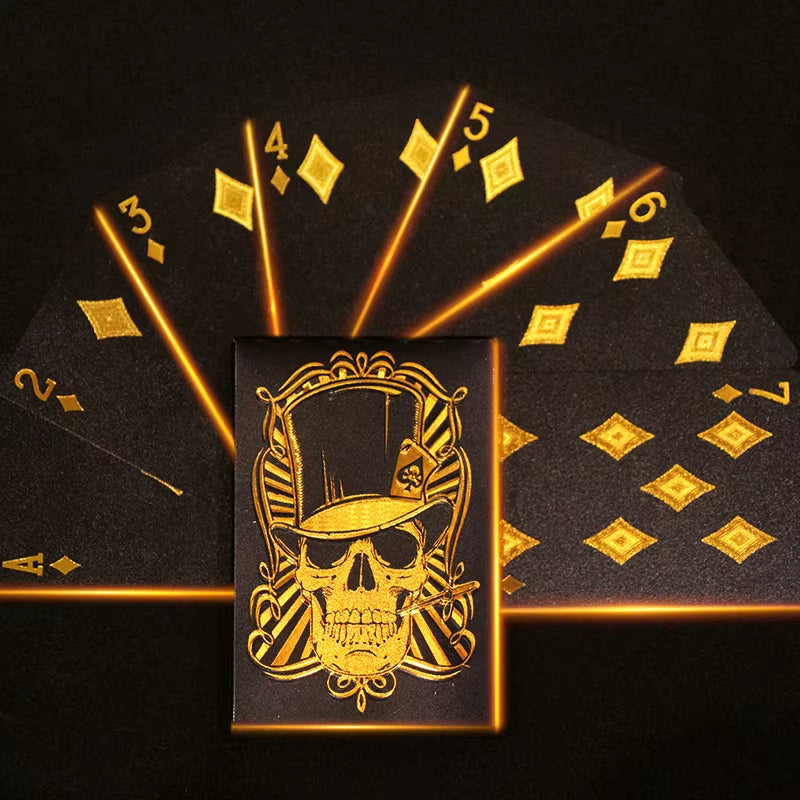 Skull Playing Cards Waterproof Magic Poker Suit Gold Silver Durable Card Set Classic Party Game for Family Gift Collection