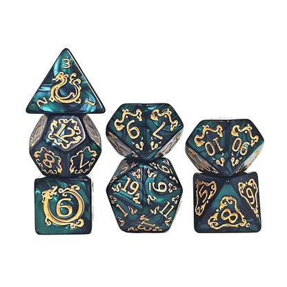 DND Dice 7Pcs/Set Dragon Pattern Polyhedral Dices Role Playing D&D TRPG Board Game Dice as Gift Entertainment Accessories