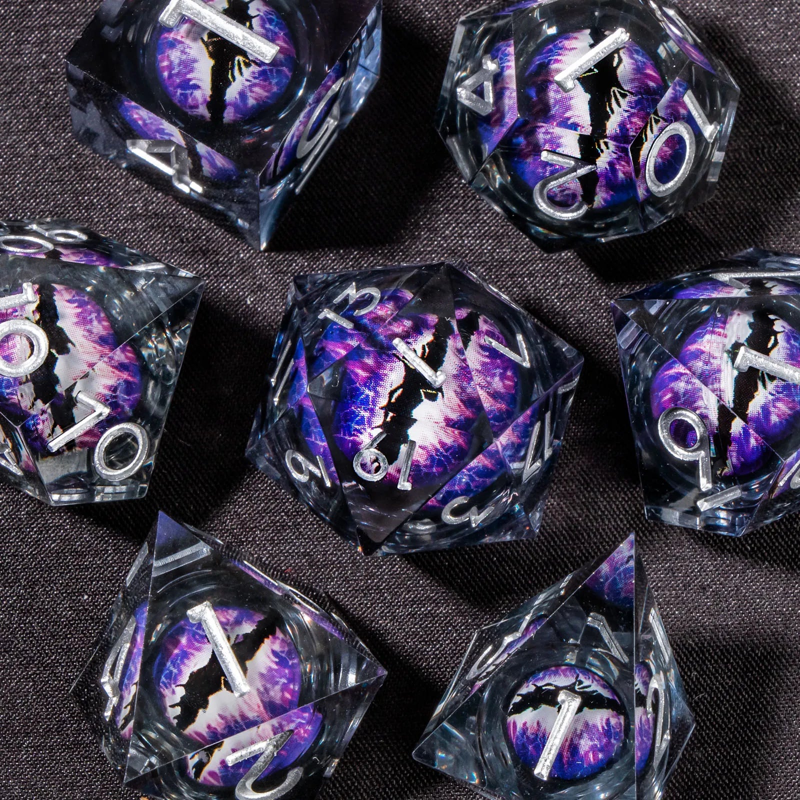 DND Liquid Core D&D Dice Set, Sharp Edge Resin Dungeon and Dragon Dice, Role Playing RPG D and D Dice D20 D12 D10 D8 D6 D4