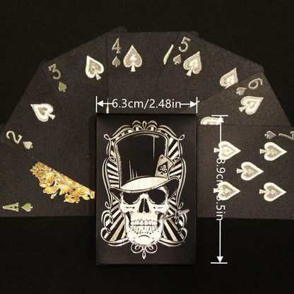 Skull Playing Cards Waterproof Magic Poker Suit Gold Silver Durable Card Set Classic Party Game for Family Gift Collection