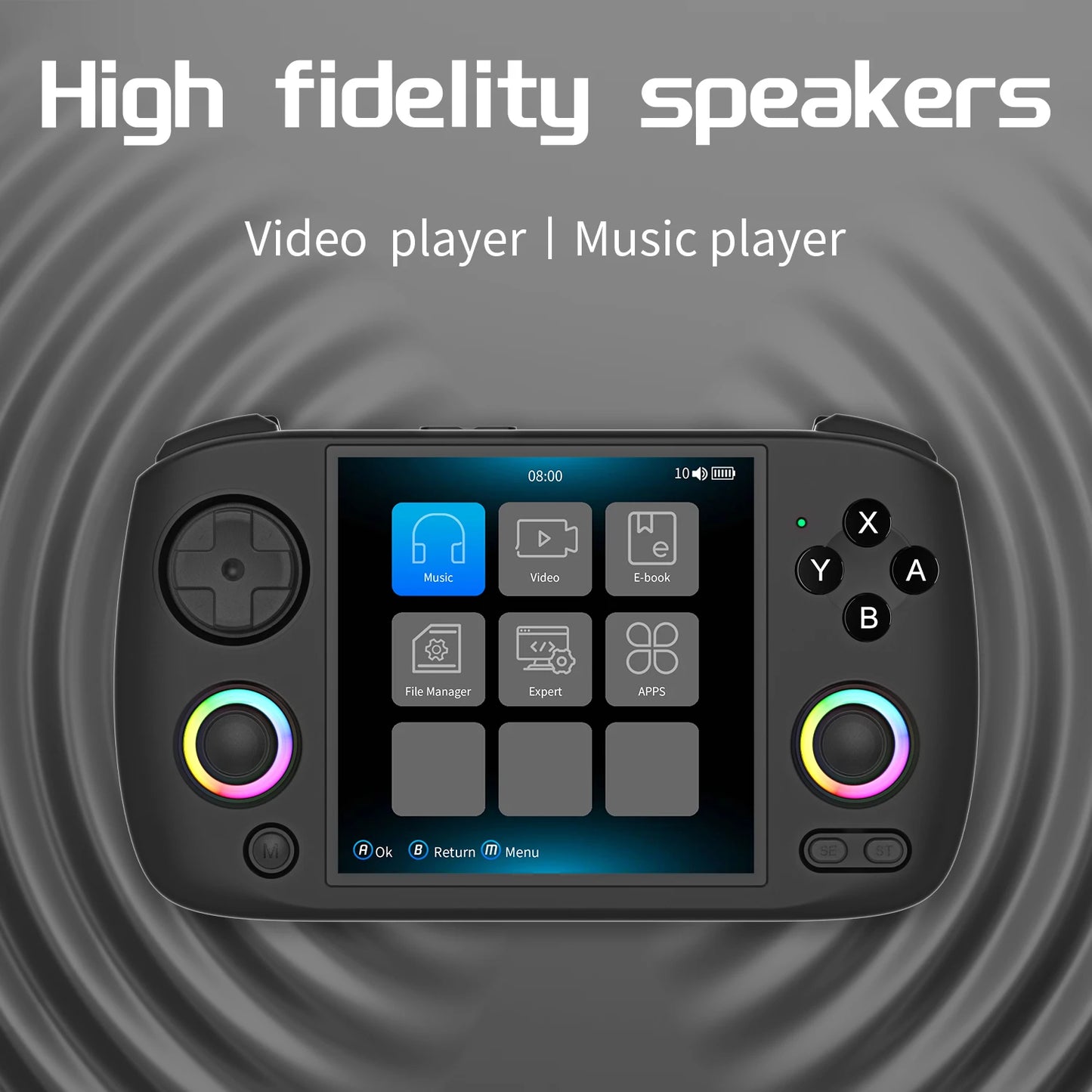 RG Cubexx Retro Handheld Game Console 3.95 Inch IPS Screen Linux System Built-In 64G TF Card 5056 Games Support HD Out