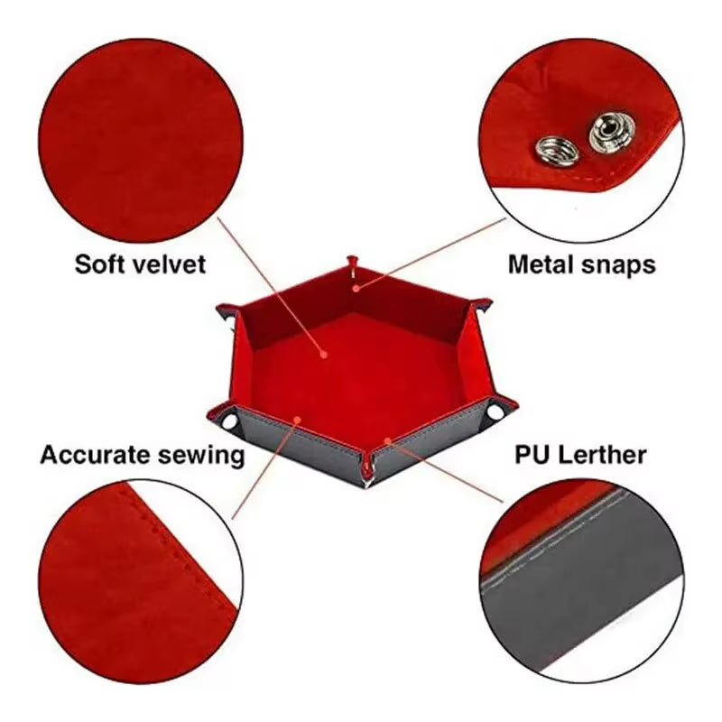 1Pc Hexagonal Dice Tray and Miscellaneous Storage Box Board Game Dice Tray Accessories Leather Dice Tower