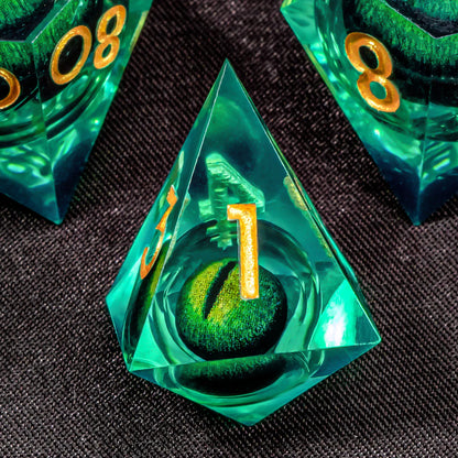 DND Liquid Core D&D Dice Set, Sharp Edge Resin Dungeon and Dragon Dice, Role Playing RPG D and D Dice D20 D12 D10 D8 D6 D4