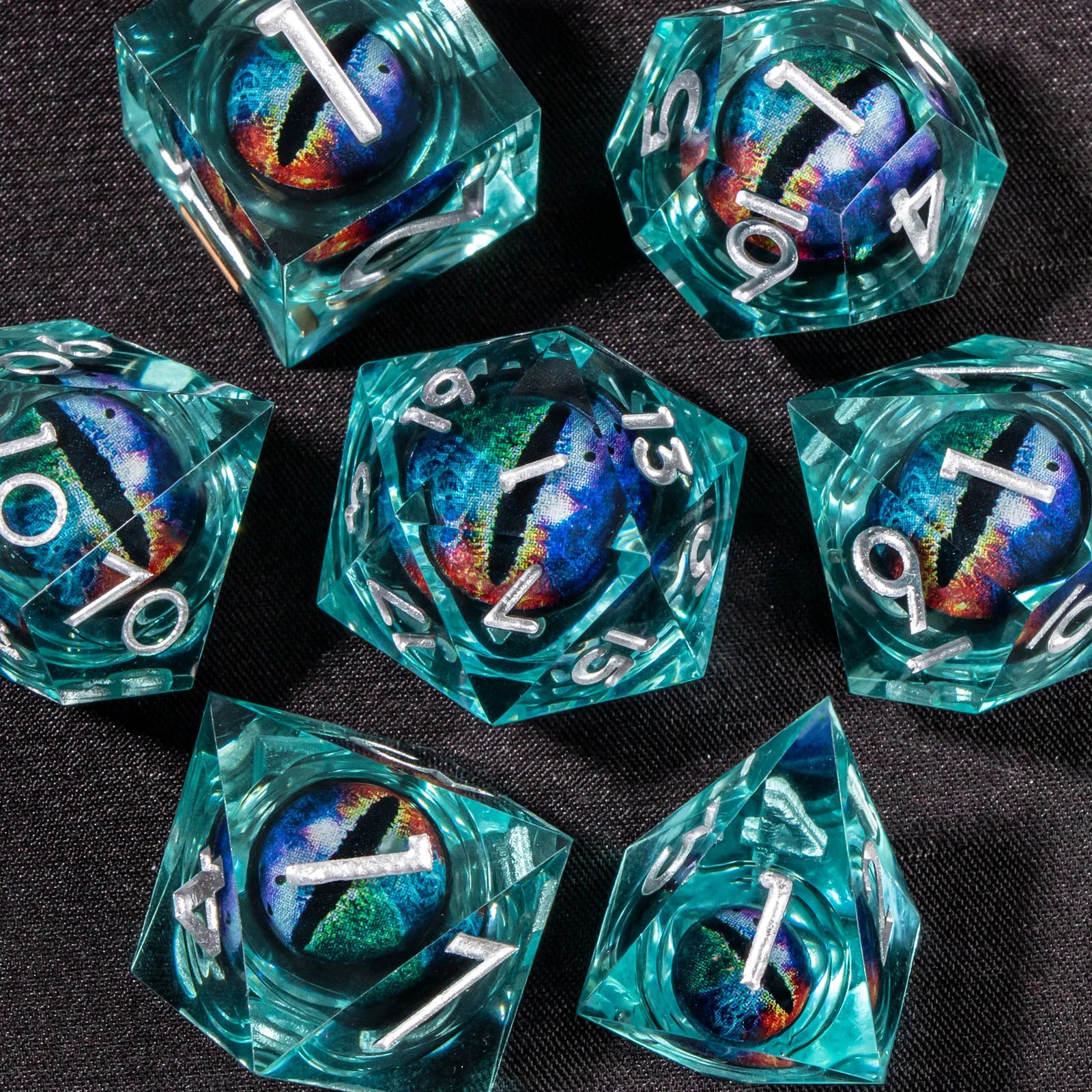 DND Liquid Core D&D Dice Set, Sharp Edge Resin Dungeon and Dragon Dice, Role Playing RPG D and D Dice D20 D12 D10 D8 D6 D4