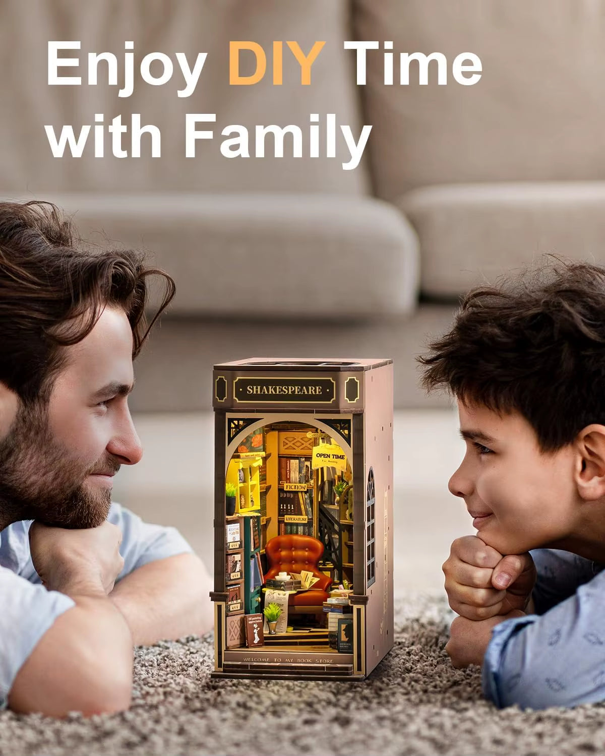 Rolife DIY Book Nook Kits Bookstore with Lights Easy Assemble DIY Miniature Amazing Gift for Child TGB07