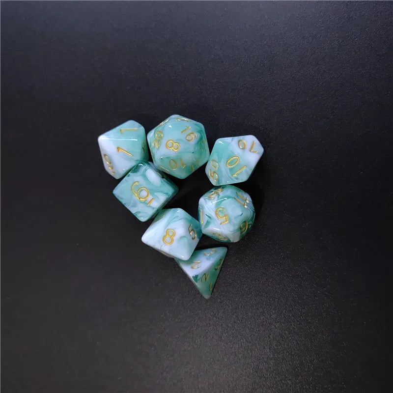 7PCS 1 Set of Dual Color Style DND Dice Brand New Acrylic Set D4 D6 D8 D10 D12 D20 Multi Sided Dice TRPG Dungeon Board Games