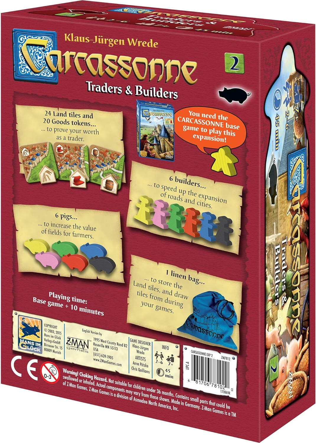 Carcassonne Traders Builders Board Game EXPANSION 2 Ages 7 and up 2 6 Players U