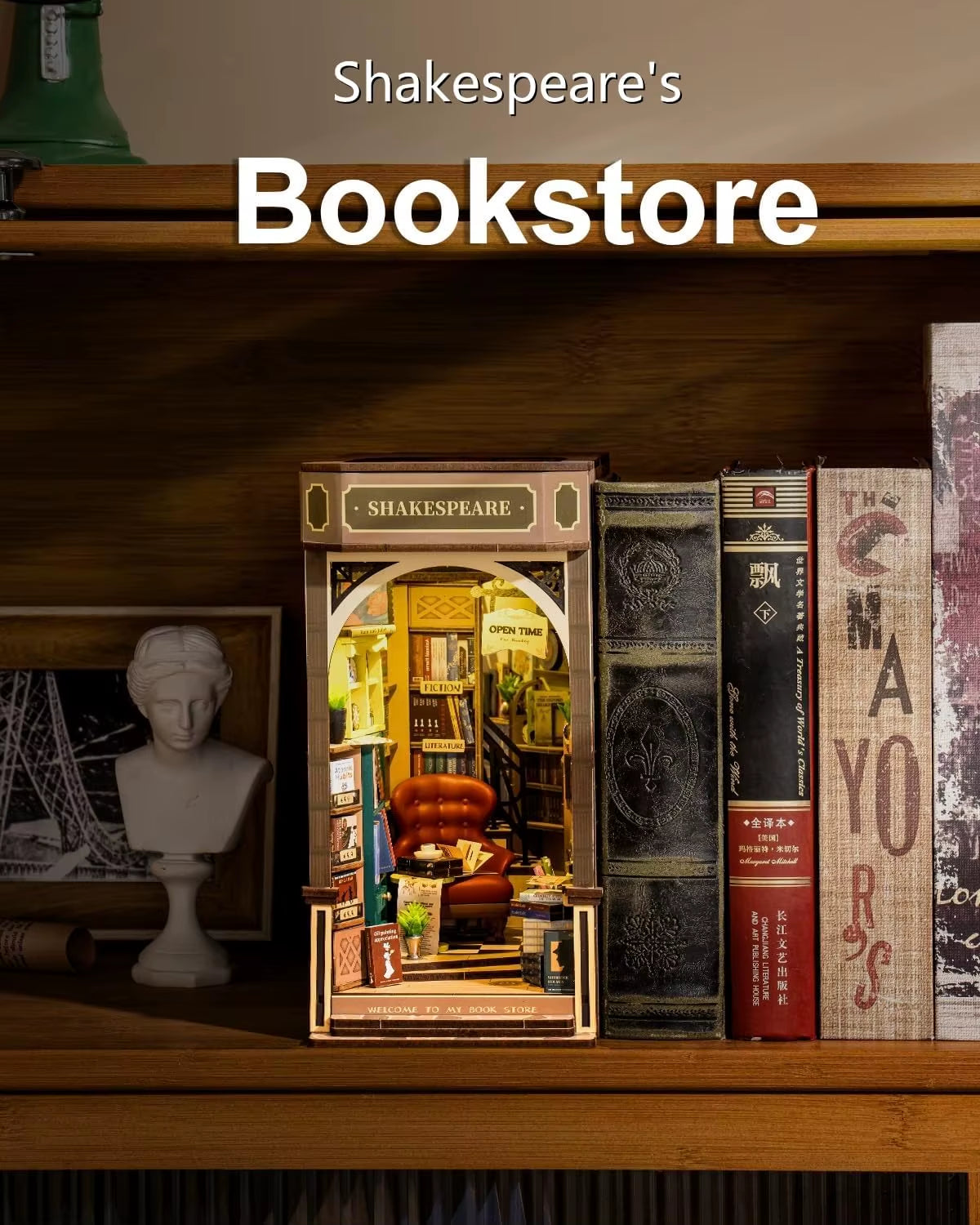 Rolife DIY Book Nook Kits Bookstore with Lights Easy Assemble DIY Miniature Amazing Gift for Child TGB07