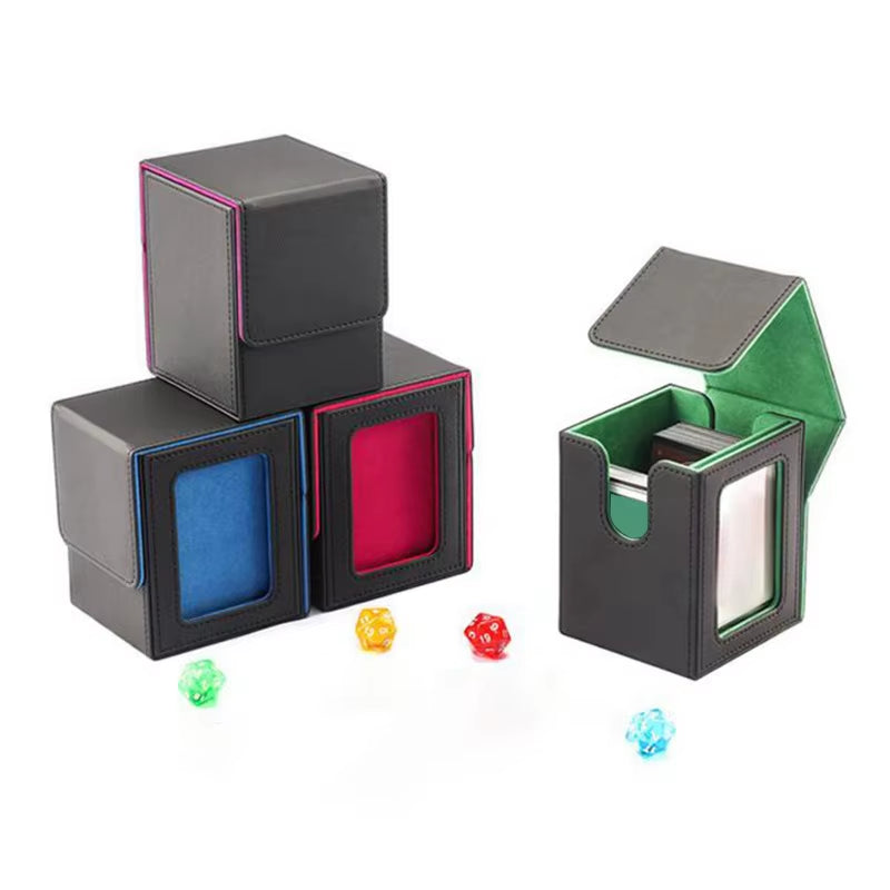 100+Card Box Storage Boxes, PU Leather Containers, Game Card Holder Collection Storage Boxes, Random: New/Old Version