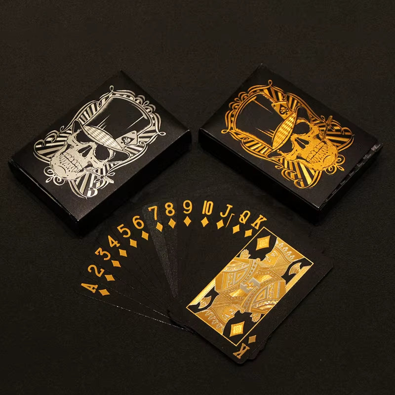 Skull Playing Cards Waterproof Magic Poker Suit Gold Silver Durable Card Set Classic Party Game for Family Gift Collection