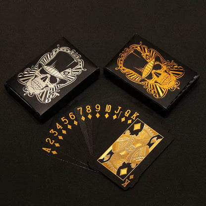 Skull Playing Cards Waterproof Magic Poker Suit Gold Silver Durable Card Set Classic Party Game for Family Gift Collection