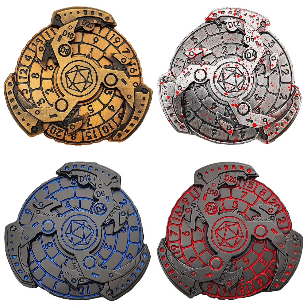 7 in 1 Fingertip Gyro Style Dnd Metal Dice Metal Dnd Dice with D&D Dice Box DND Roulette Dice Spinner for Role-Play Games Player