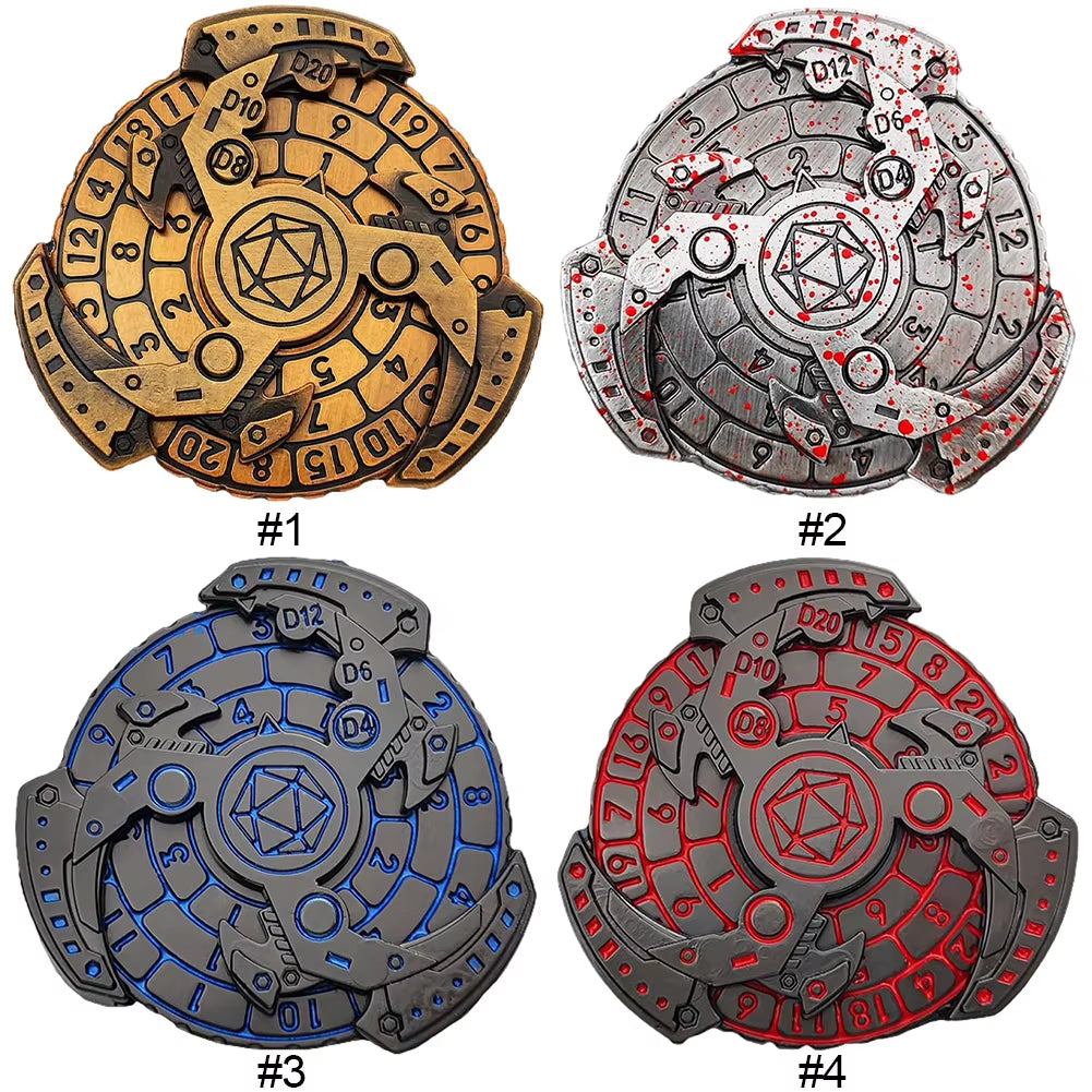 7 in 1 Fingertip Gyro Style Dnd Metal Dice Metal Dnd Dice with D&D Dice Box DND Roulette Dice Spinner for Role-Play Games Player