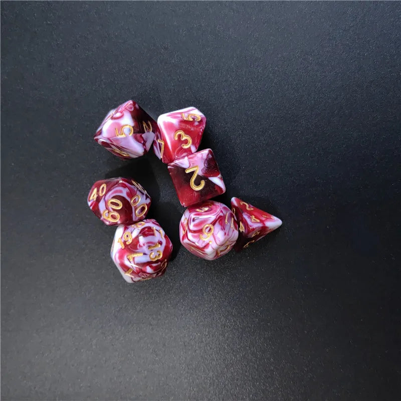 7PCS 1 Set of Dual Color Style DND Dice Brand New Acrylic Set D4 D6 D8 D10 D12 D20 Multi Sided Dice TRPG Dungeon Board Games