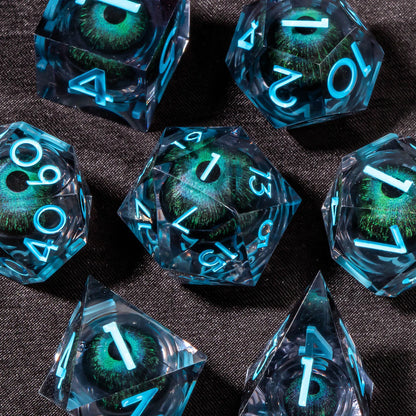 DND Liquid Core D&D Dice Set, Sharp Edge Resin Dungeon and Dragon Dice, Role Playing RPG D and D Dice D20 D12 D10 D8 D6 D4