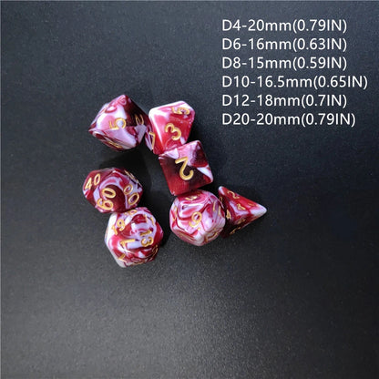 7PCS 1 Set of Dual Color Style DND Dice Brand New Acrylic Set D4 D6 D8 D10 D12 D20 Multi Sided Dice TRPG Dungeon Board Games