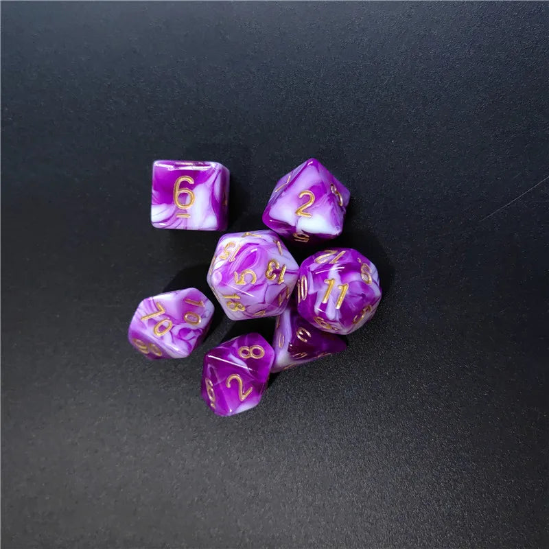 7PCS 1 Set of Dual Color Style DND Dice Brand New Acrylic Set D4 D6 D8 D10 D12 D20 Multi Sided Dice TRPG Dungeon Board Games