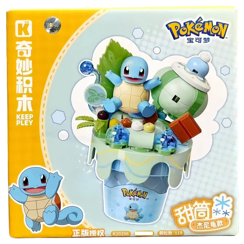 New Original Pokemon Ice Cream Themed Building Block Toys Pikachu Bulbasaur Charmander Eevee Cartoon Model Figure Toys Kids Gift