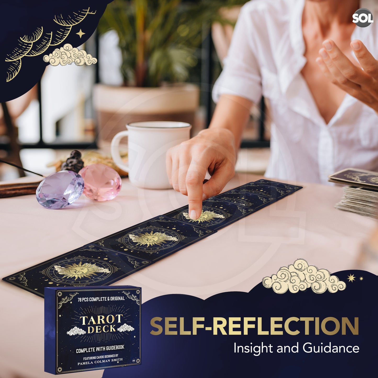 78 Tarot Cards Deck Set Box for Beginners and Party Games & Playing Guide Book