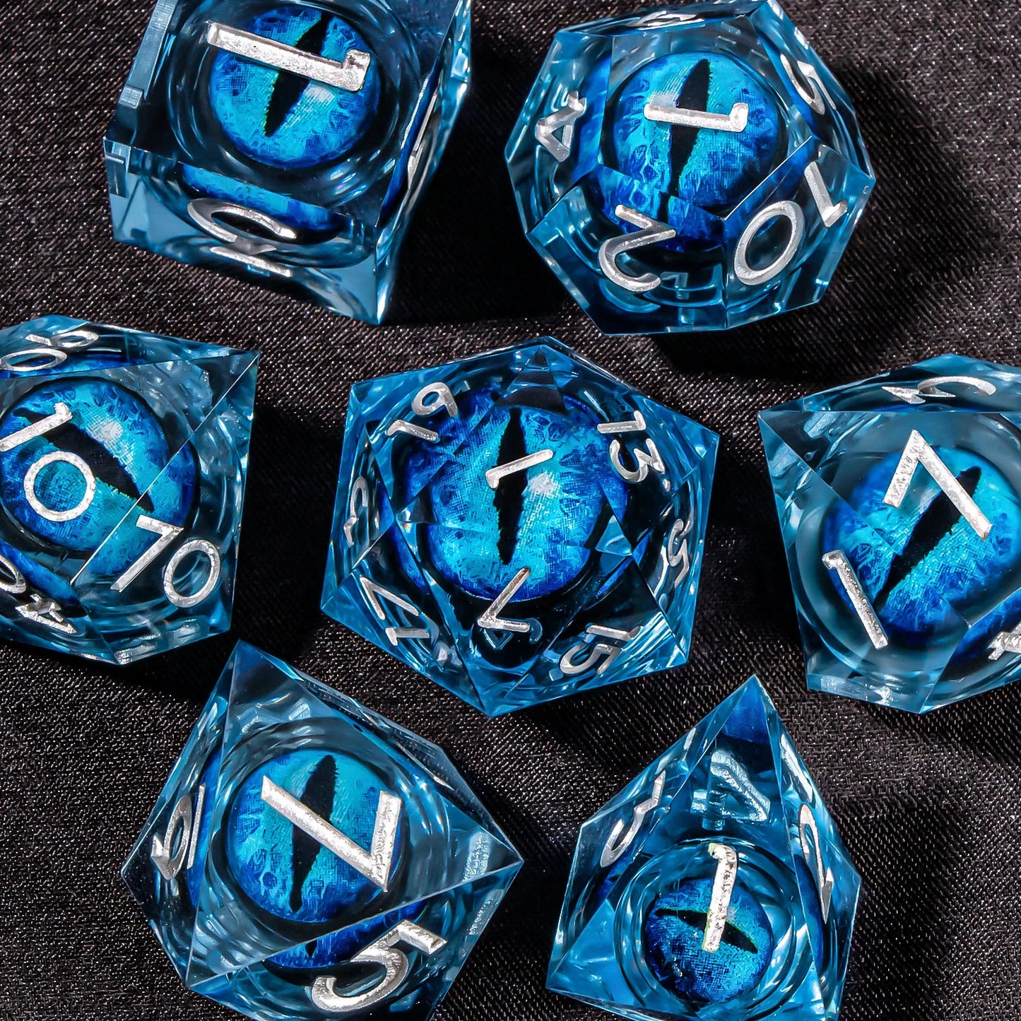DND Liquid Core D&D Dice Set, Sharp Edge Resin Dungeon and Dragon Dice, Role Playing RPG D and D Dice D20 D12 D10 D8 D6 D4