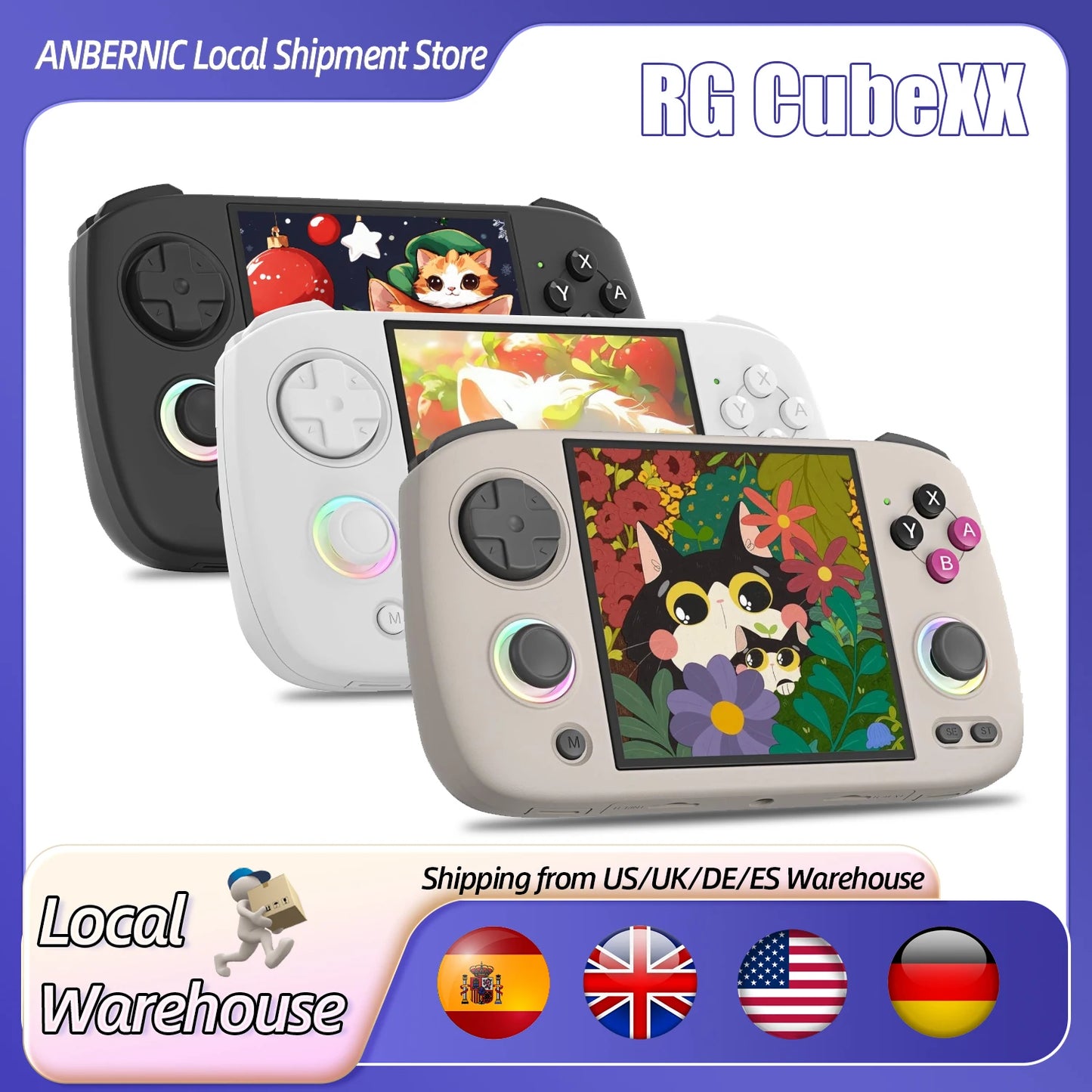 RG Cubexx Retro Handheld Game Console 3.95 Inch IPS Screen Linux System Built-In 64G TF Card 5056 Games Support HD Out