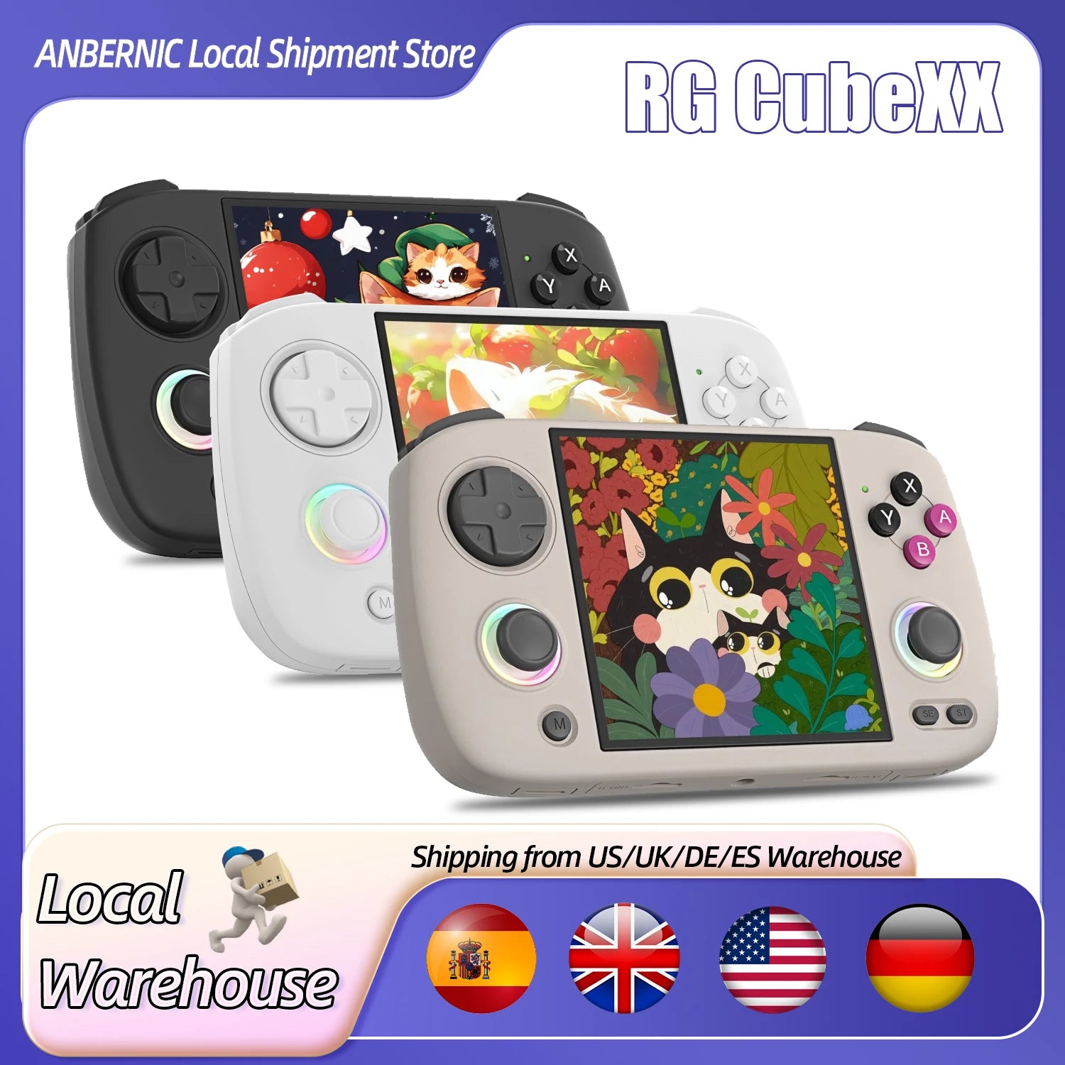 RG Cubexx Retro Handheld Game Console 3.95 Inch IPS Screen Linux System Built-In 64G TF Card 5056 Games Support HD Out