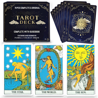 78 Tarot Cards Deck Set Box for Beginners and Party Games & Playing Guide Book