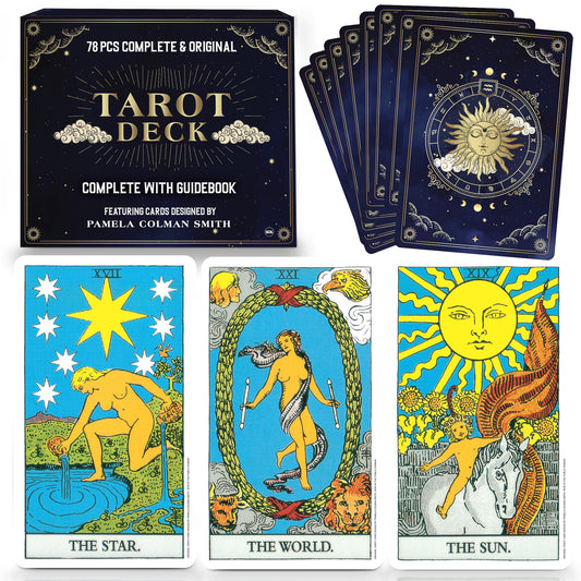 78 Tarot Cards Deck Set Box for Beginners and Party Games & Playing Guide Book