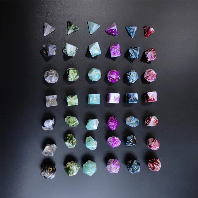 7PCS 1 Set of Dual Color Style DND Dice Brand New Acrylic Set D4 D6 D8 D10 D12 D20 Multi Sided Dice TRPG Dungeon Board Games