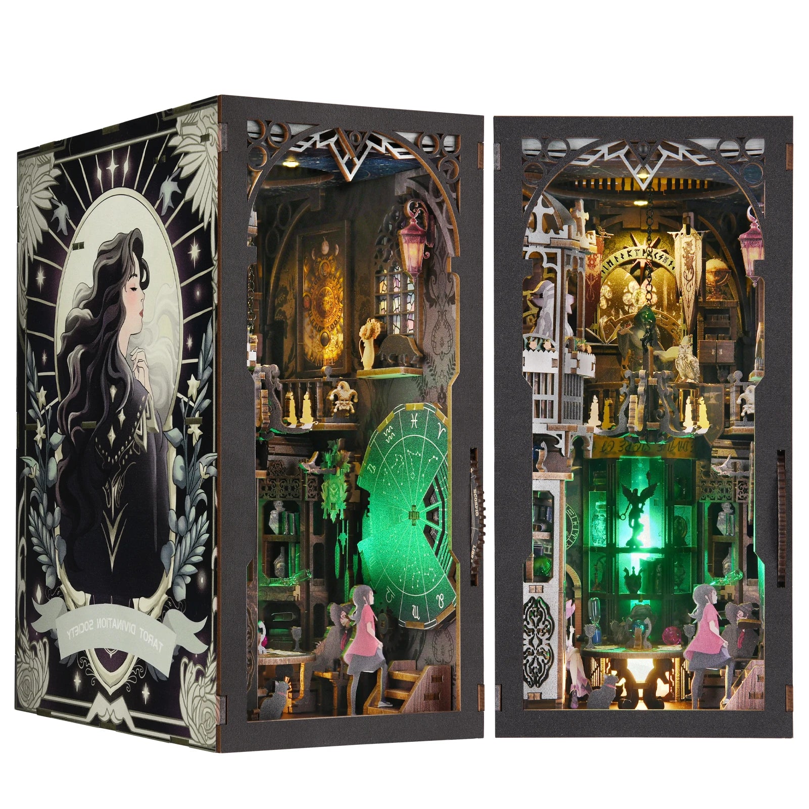 DIY Book Nook Kit 3D Wooden Puzzle Home Decoration DIY House Kit for Bookshelf Miniature Insert Magic Book House Stand Bookshelf