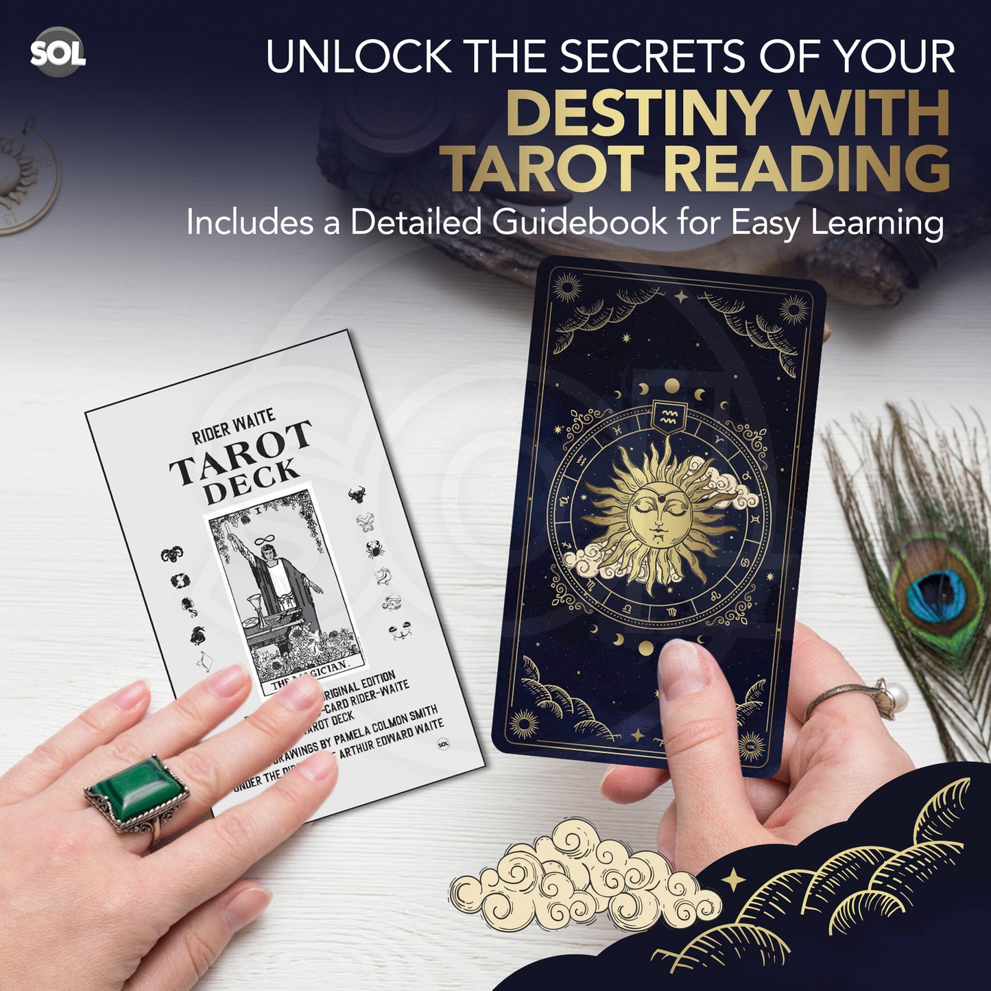 78 Tarot Cards Deck Set Box for Beginners and Party Games & Playing Guide Book