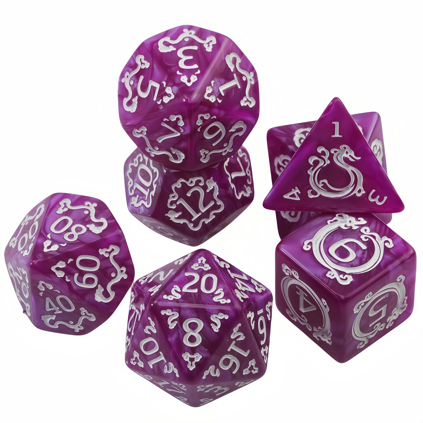 DND Dice Set, 7Pcs Polyhedral Dice Marble Effect for D&D Role Playing Game, Club Party DND RPG Board Game Accessories