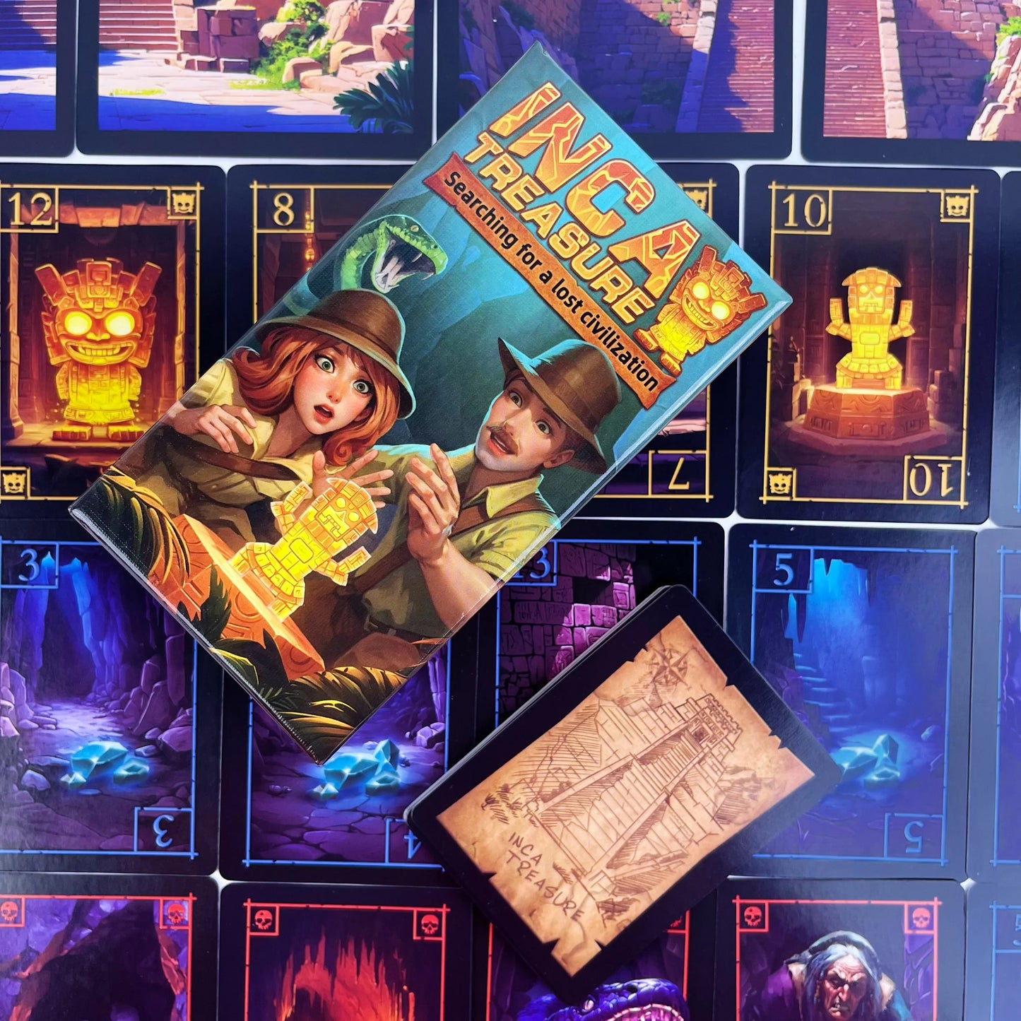 Incan Treasure Quest: Strategy Board Game for 3-8 Players (Ages 14+) – Bluff, Bet & Race to Survive!