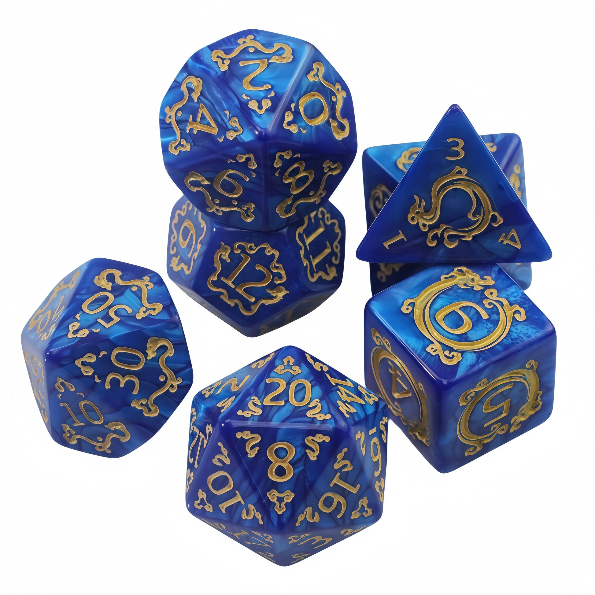 DND Dice Set, 7Pcs Polyhedral Dice Marble Effect for D&D Role Playing Game, Club Party DND RPG Board Game Accessories