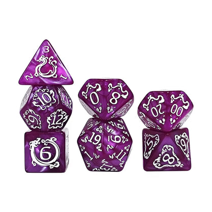 DND Dice 7Pcs/Set Dragon Pattern Polyhedral Dices Role Playing D&D TRPG Board Game Dice as Gift Entertainment Accessories