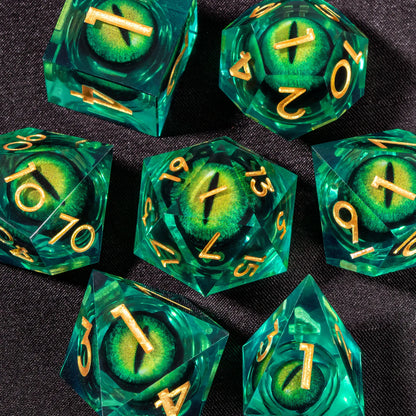 DND Liquid Core D&D Dice Set, Sharp Edge Resin Dungeon and Dragon Dice, Role Playing RPG D and D Dice D20 D12 D10 D8 D6 D4