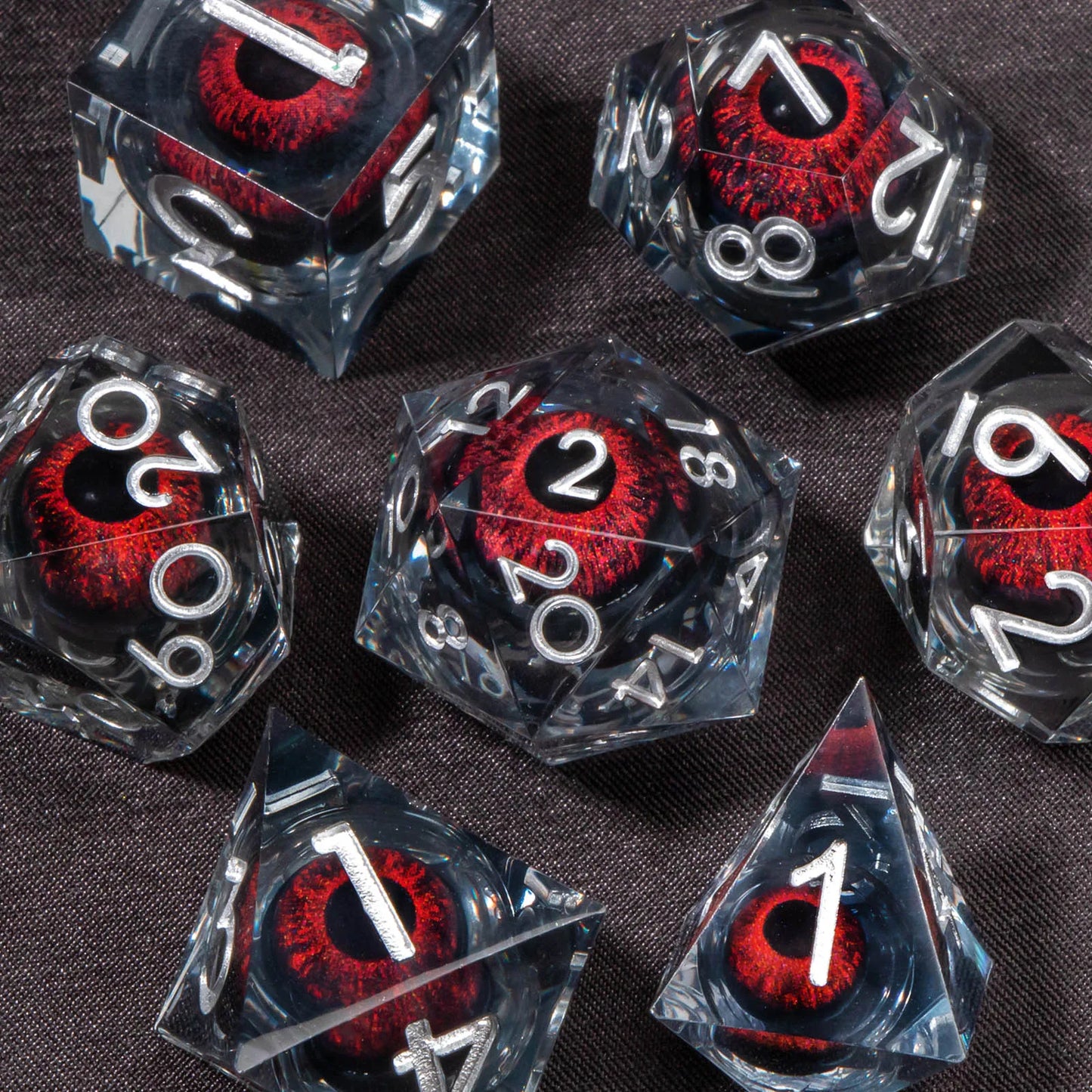 DND Liquid Core D&D Dice Set, Sharp Edge Resin Dungeon and Dragon Dice, Role Playing RPG D and D Dice D20 D12 D10 D8 D6 D4