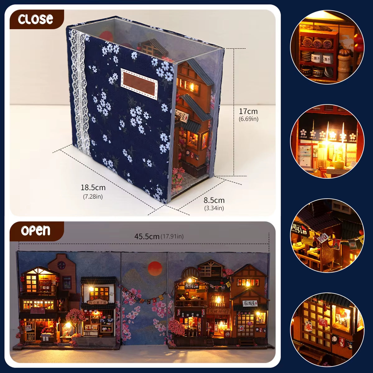 3D Wooden Puzzle DIY Book Nook Kit Bookend Shelf Insert Alley Miniature Dollhouse Model Building Set Craft for Home Decoration