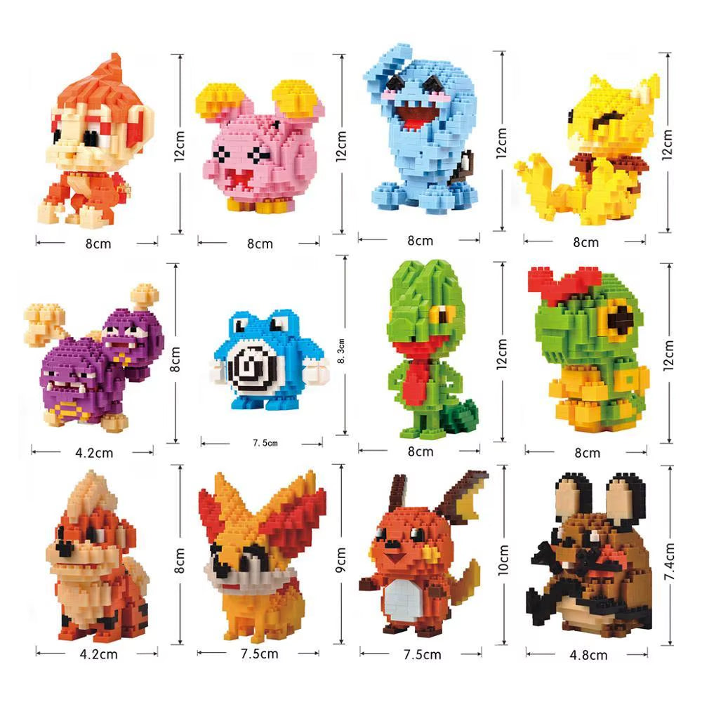 34 New Style Pokémon Mini Building Blocks Cartoon Pikachu Animal Model Educational Game Graphic Pokémon Toy