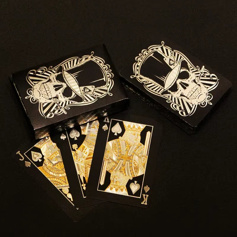 Skull Playing Cards Waterproof Magic Poker Suit Gold Silver Durable Card Set Classic Party Game for Family Gift Collection