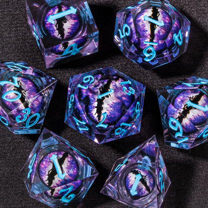 DND Liquid Core D&D Dice Set, Sharp Edge Resin Dungeon and Dragon Dice, Role Playing RPG D and D Dice D20 D12 D10 D8 D6 D4