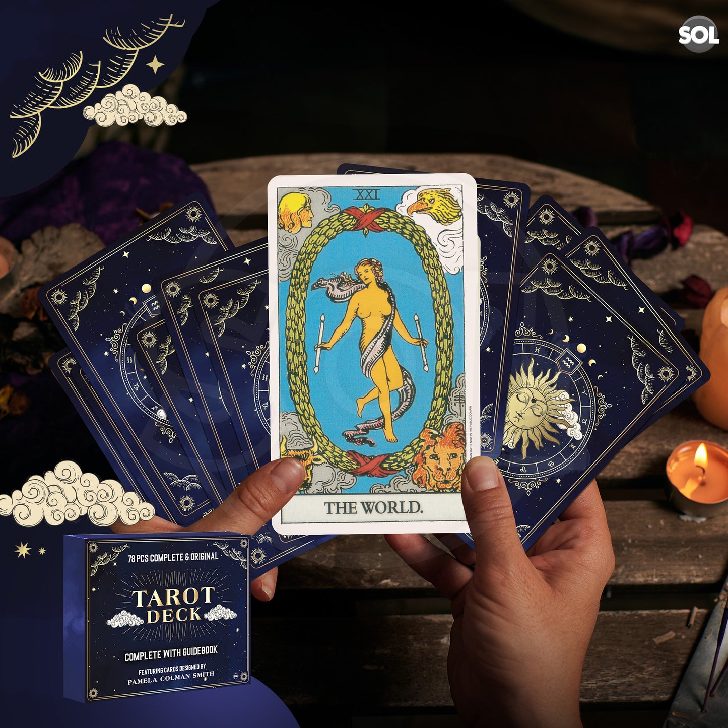 78 Tarot Cards Deck Set Box for Beginners and Party Games & Playing Guide Book