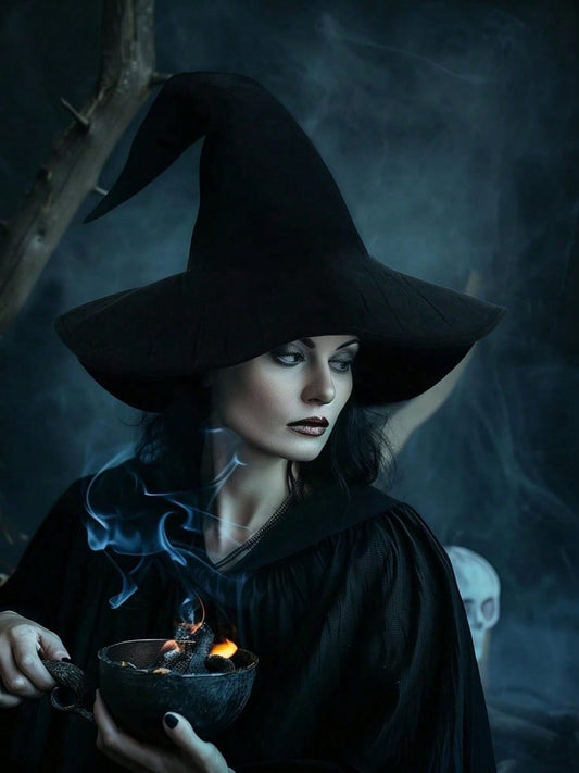 Halloween Black Witch Hat Wicked Witch Costume Hat Women Cosplay