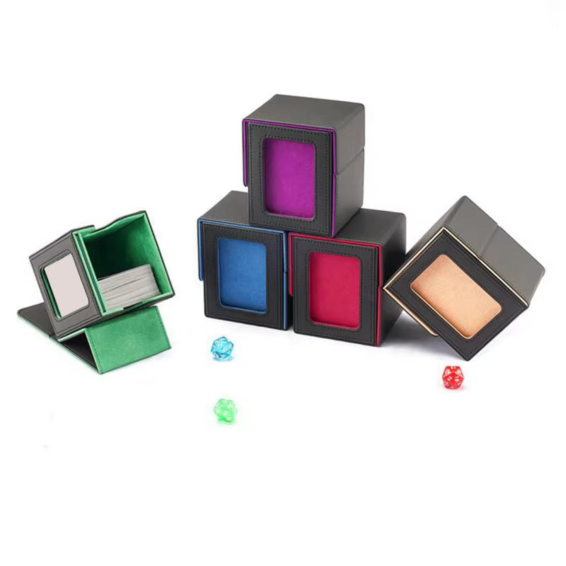 100+Card Box Storage Boxes, PU Leather Containers, Game Card Holder Collection Storage Boxes, Random: New/Old Version