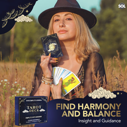 78 Tarot Cards Deck Set Box for Beginners and Party Games & Playing Guide Book