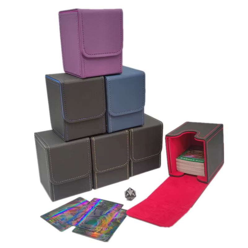 100+Card Box Storage Boxes, PU Leather Containers, Game Card Holder Collection Storage Boxes, Random: New/Old Version